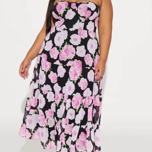 Fashion Nova Floral Strapless Maxi Dress